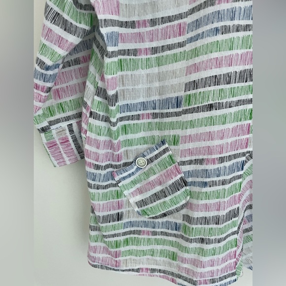 TERRA SJ Apparel  Size S 3/4 Sleeve Button Down collared asymmetrical pockets - Picture 7 of 8